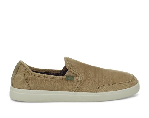 Sanuk Mens Vagabond Slip-On Sneaker Wash Vegan Khaki Shoes | ENISGZ167